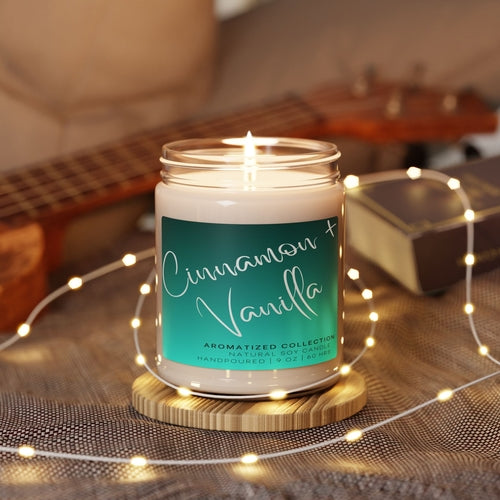 Scented Soy Candle - Cinnamon & Vanilla | Cozy Home Decor, Relaxation