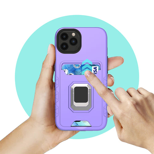 Square Ring Stand with Card Slot Hybrid Case for iPhone 13 Pro Max